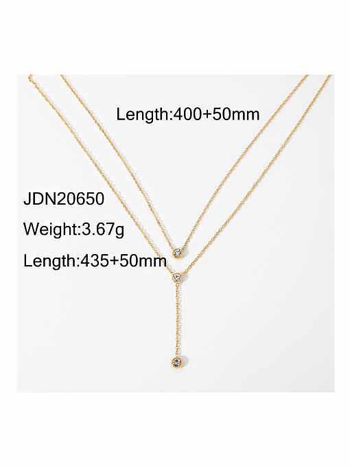 Stainless steel Cubic Zirconia Geometric Trend Multi Strand Necklace