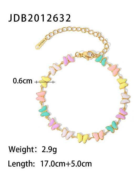 Stainless steel Enamel Cute Geometric Bracelet and Necklace Set
