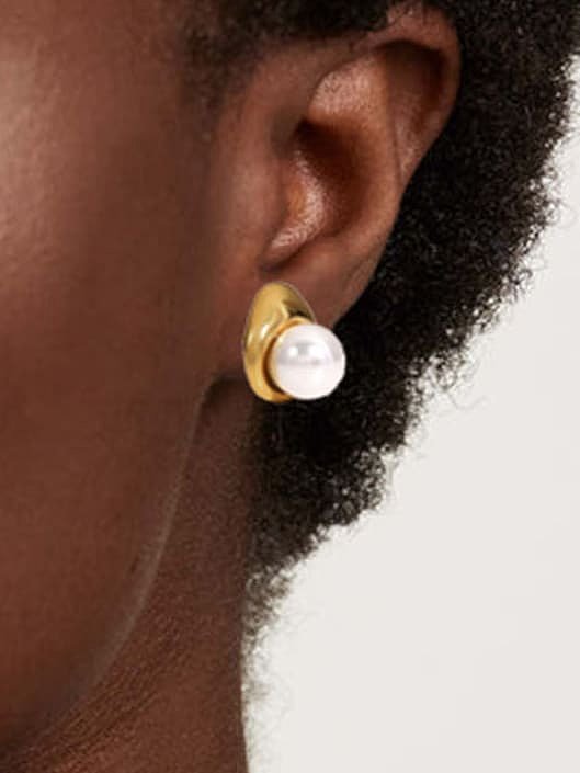 Stainless steel Imitation Pearl Irregular Vintage Stud Earring