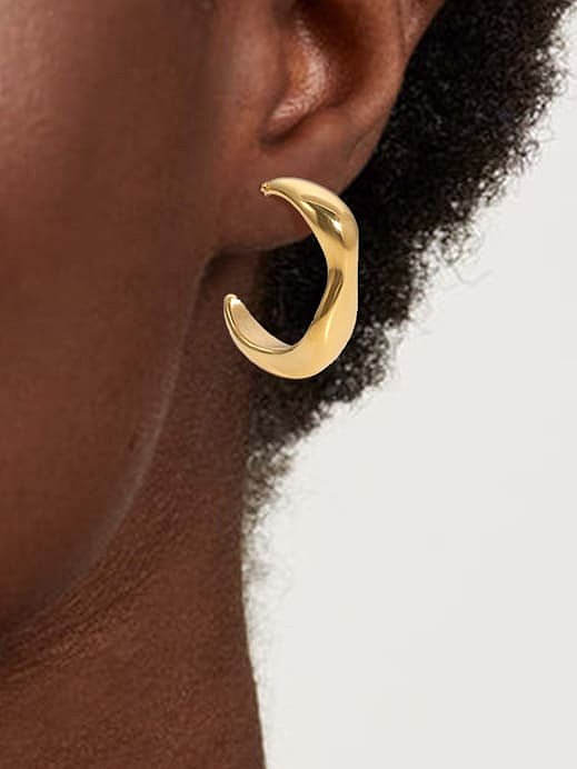 Boucles d'oreilles en forme de C minimaliste géométrique en acier inoxydable