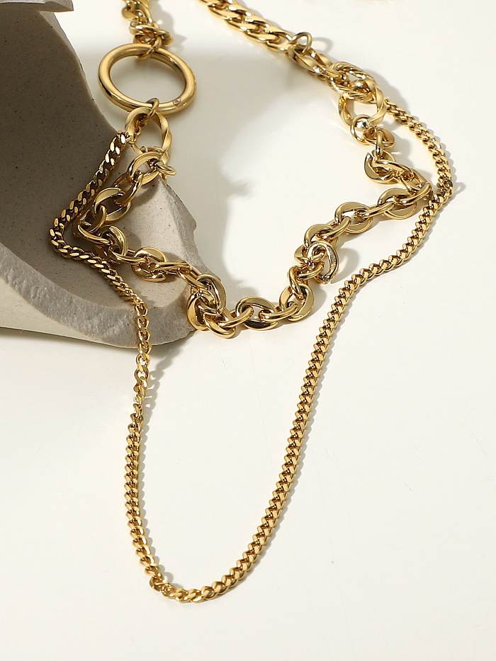 Geometrische Vintage Multi-Strang-Halskette aus Edelstahl