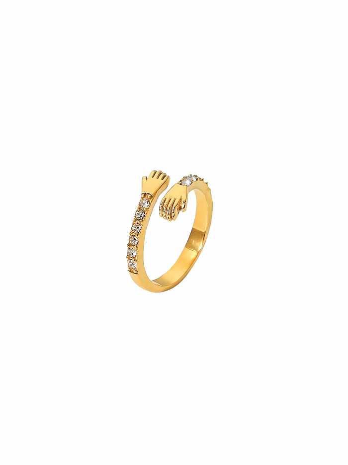 Stainless steel Cubic Zirconia Geometric Trend Band Ring