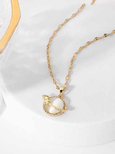 Stainless steel Cats Eye Star Planet earth Trend Necklace