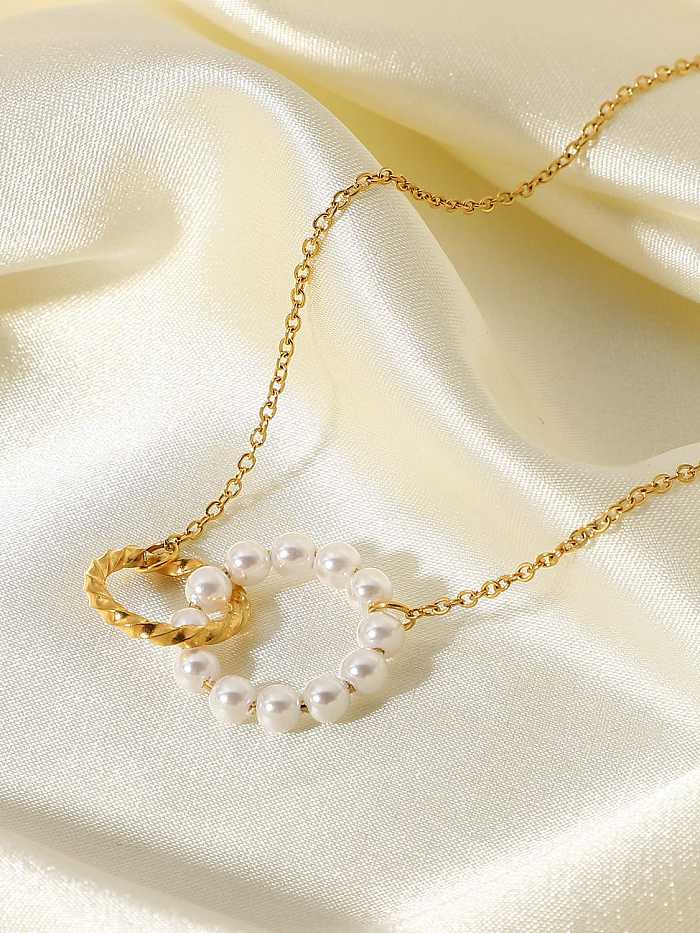 Stainless steel Imitation Pearl Round Dainty Necklace