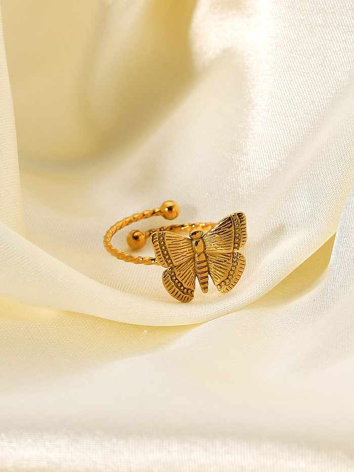 Schmetterling Trend Band Ring aus Edelstahl