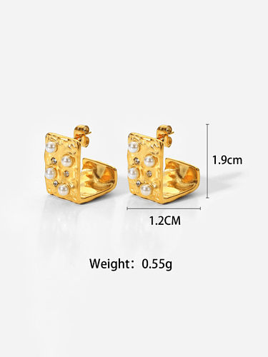 Stainless steel Imitation Pearl Geometric Vintage Stud Earring
