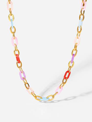 Trend-Halskette aus Edelstahl mit geometrischer Kette aus Harz