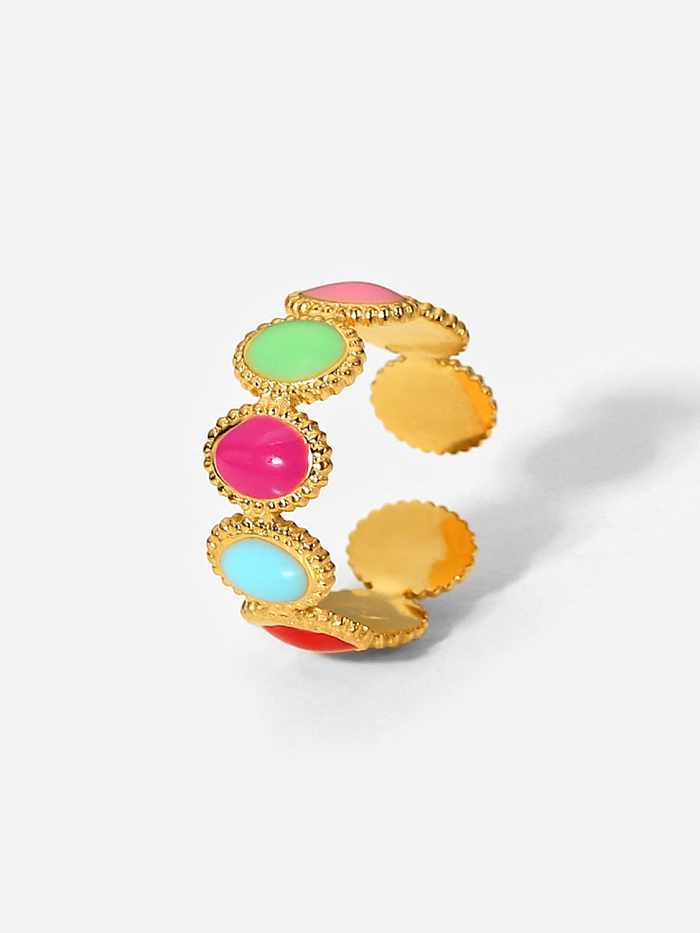 Stainless steel Enamel Geometric Vintage Band Ring