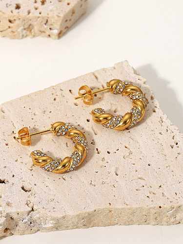 Stainless steel Cubic Zirconia Geometric Vintage Stud Earring