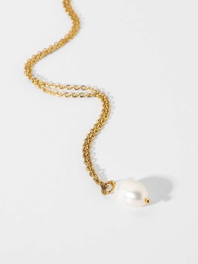 Stainless steel Freshwater Pearl Ball Dainty Necklace