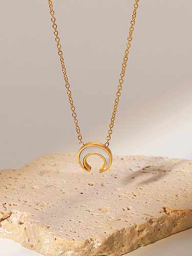 Edelstahl Shell Moon minimalistische Halskette