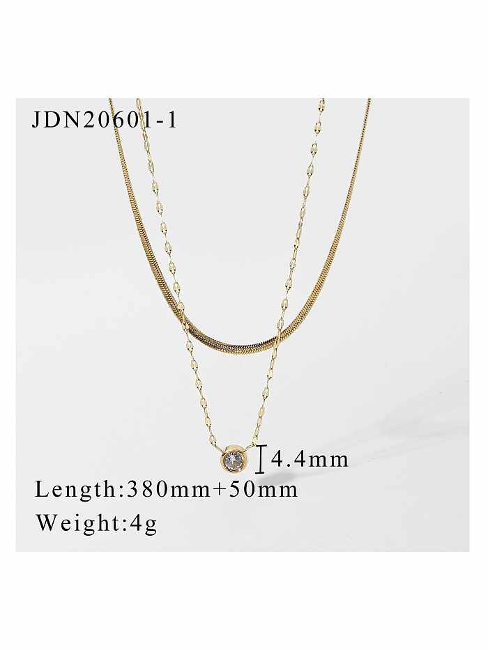 Stainless steel Cubic Zirconia Round Trend Multi Strand Necklace