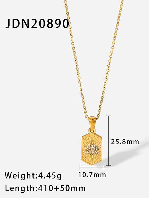 Collier Minimaliste Géométrique Strass Acier Inoxydable