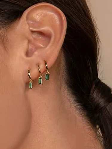 Stainless steel Cubic Zirconia Geometric Minimalist Huggie Earring