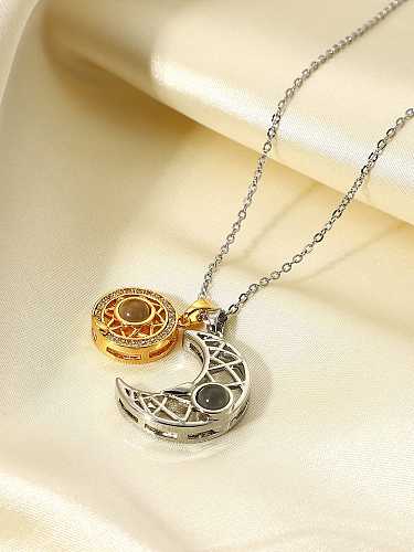 Stainless steel Cubic Zirconia Geometric Vintage Necklace