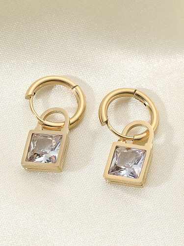 Stainless steel Cubic Zirconia Locket Trend Huggie Earring