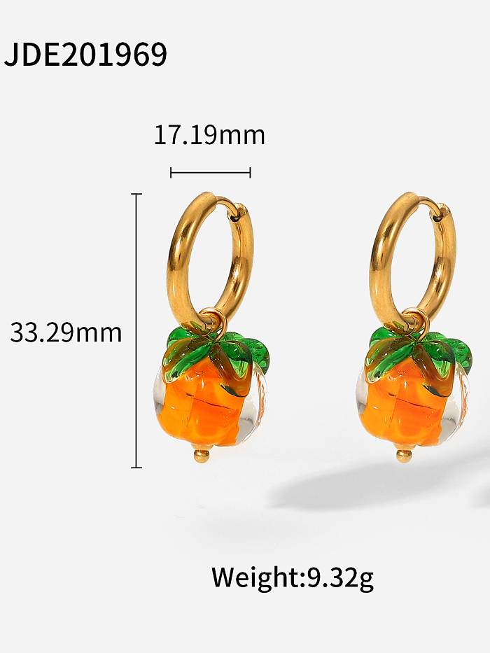 Huggie-Ohrring aus Edelstahl mit Glassteinperlen und geometrischem Trend