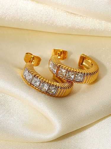 Stainless steel Cubic Zirconia Geometric Vintage Stud Earring