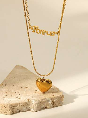 Stainless steel Heart Minimalist Multi Strand Necklace