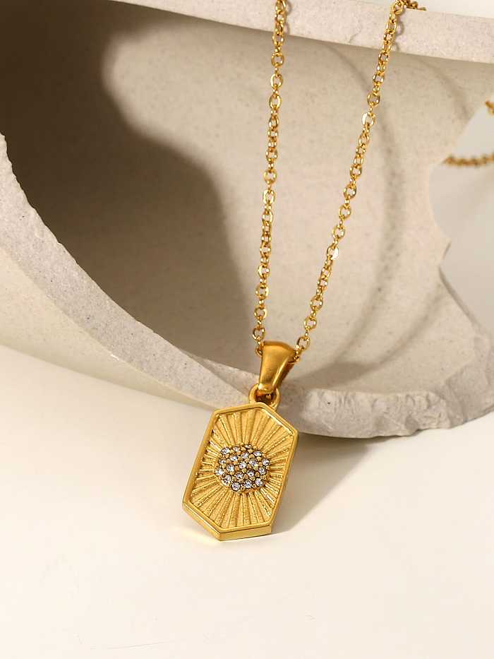 Collar minimalista geométrico de diamantes de imitación de acero inoxidable