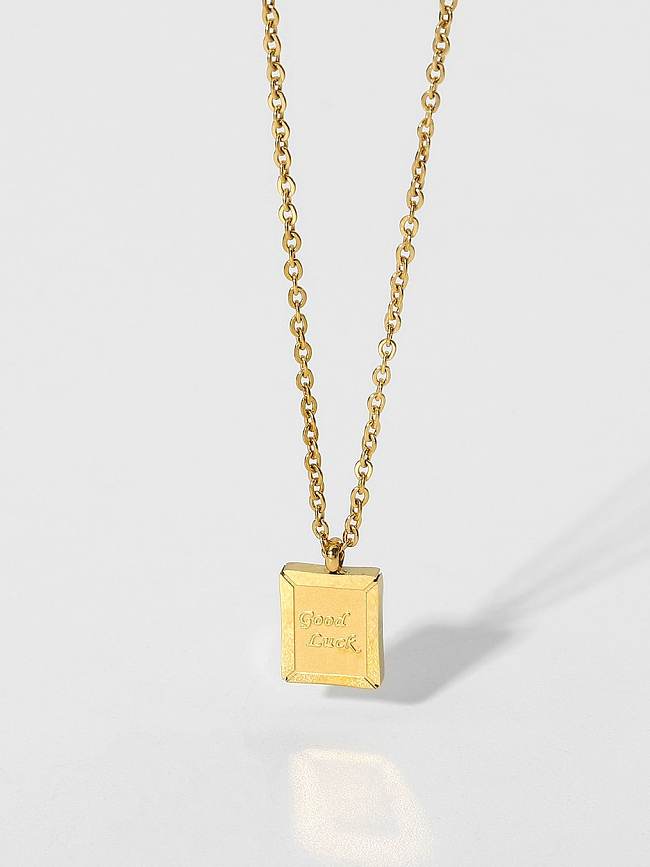 Stainless steel Rectangle Trend Initials Necklace