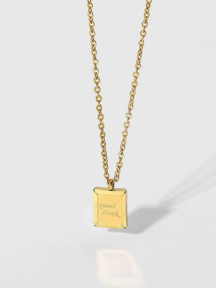 Stainless steel Rectangle Trend Initials Necklace