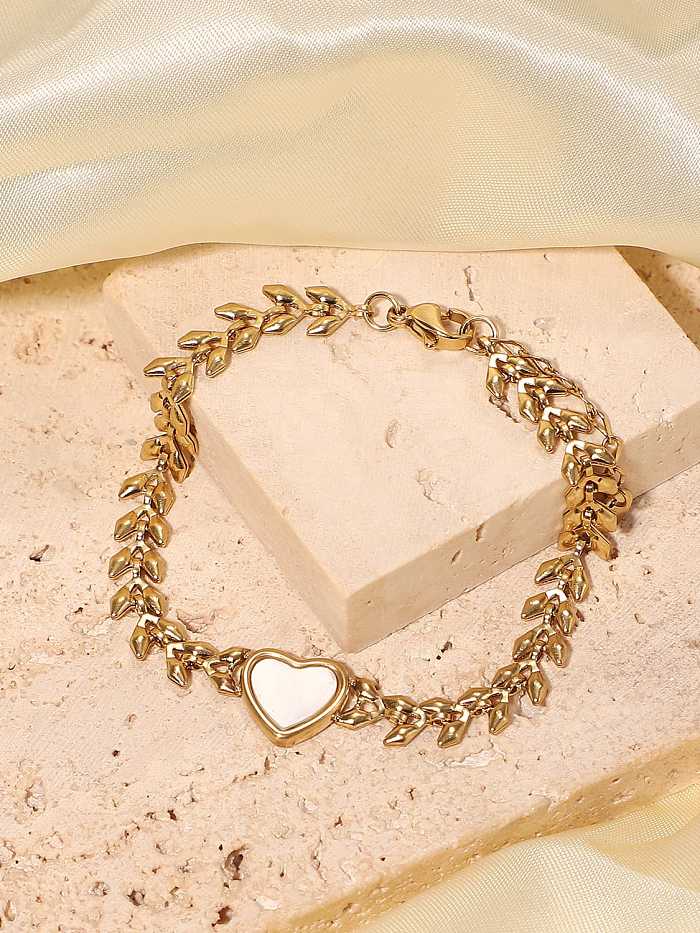 Stainless steel Shell Heart Dainty Bracelet
