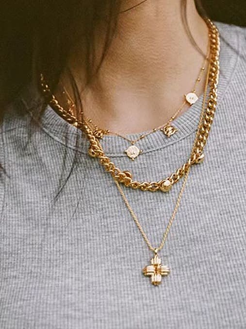 Stainless steel Geometric Vintage Hollow Chain Necklace