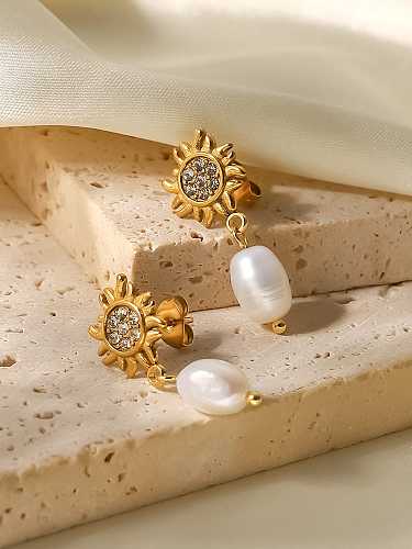 Stainless steel Freshwater Pearl Geometric Dainty Earring
