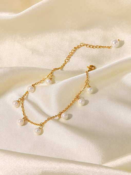 Stainless steel Imitation Pearl Minimalist Chain Anklet