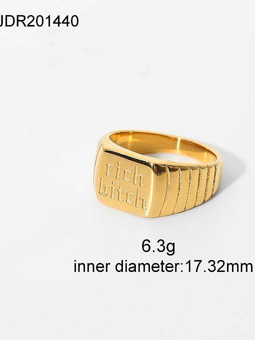 Stainless steel Letter Geometry Trend Band Ring
