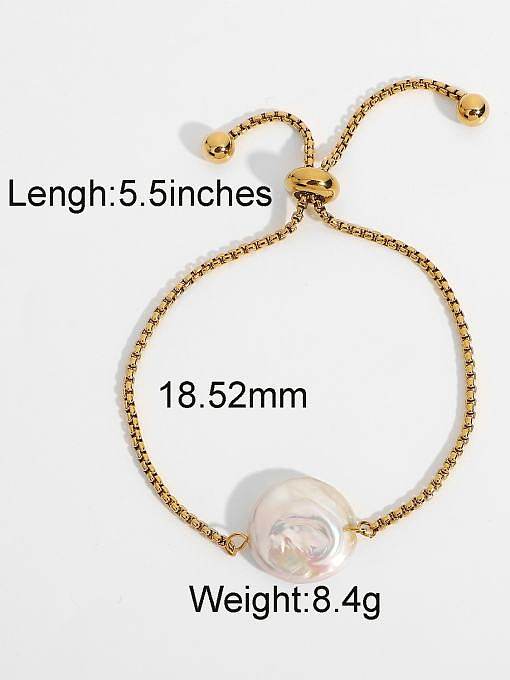 Bracelet réglable en acier inoxydable avec perles d'eau douce géométriques délicates