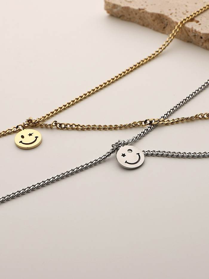 Edelstahl-Smiley-Trend-Mehrstrang-Halskette