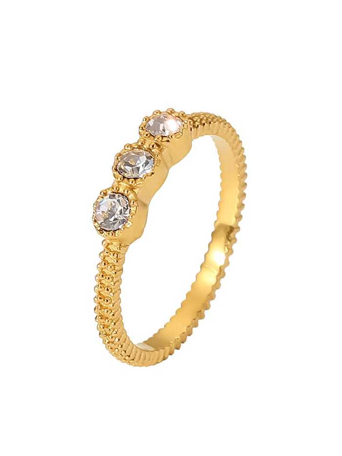 Bague Tendance Géométrique Acier Inoxydable Cubic Zirconia