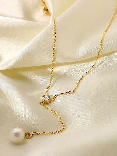 Süßwasserperlen-zierliche Lasso-Halskette aus Edelstahl