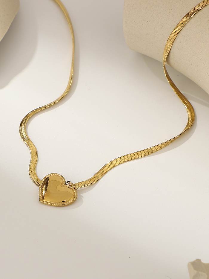 Stainless steel Heart Snake chain Trend Cuban Necklace