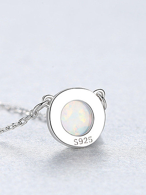 Mini colar de opala minimalista prata esterlina