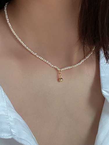 Geometrische minimalistische Perlenkette aus 925er Sterlingsilber mit Süßwasserperlen
