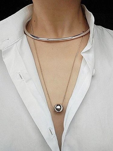 925 Sterling Silver Simple Round Ball Pendant Necklace