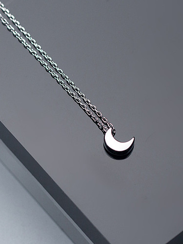 Collar de plata S925 con forma de luna de temperamento