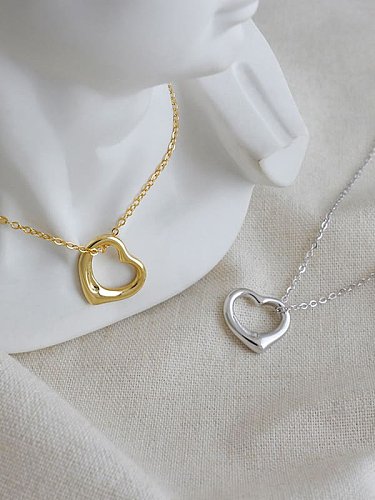 Collar de corazón minimalista de moda de plata esterlina S925
