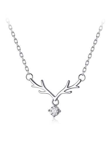 Collar minimalista de ciervo con diamantes de imitación de plata de ley 925