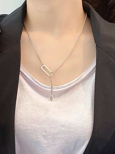 Collar Lariat de borla minimalista geométrico de plata de ley 925