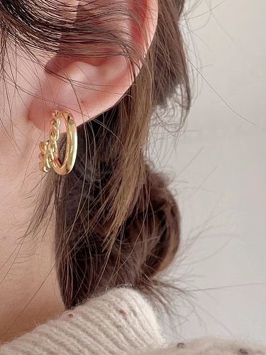Boucles d'oreilles créoles vintage géométriques en argent sterling 925