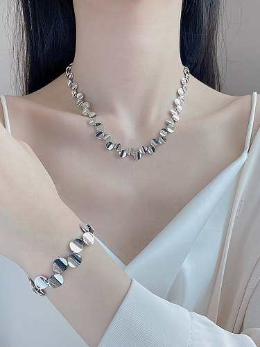 925 Sterling Silver Vintage Geometric Bracelet and Necklace Set