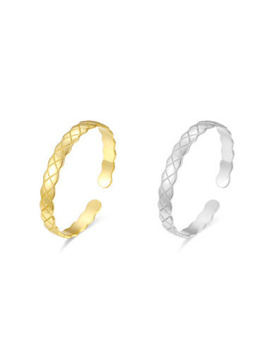 925 Sterling Silver With Gold Plated Simplistic Geometric Free Size Bangles