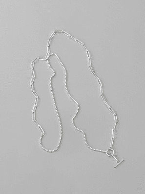 Collar de hilo largo minimalista de cadena geométrica hueca de plata de ley 925