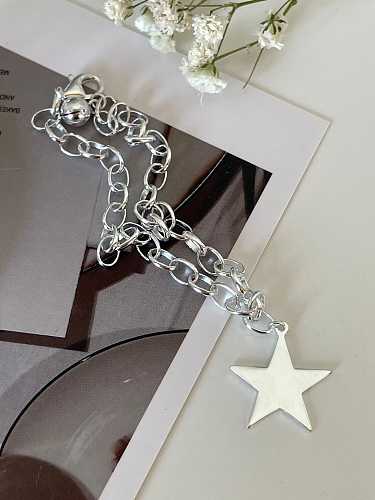 925 Sterling Silver Star Vintage Hollow Chain Link Bracelet