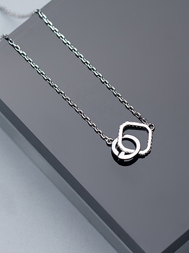 Letra creativa G en forma de collar de diamantes de imitación de plata S925