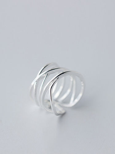 S925 silver multi-layer lines opening Stacking Ring